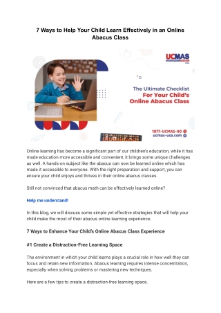 7 Ways to Help Your Child Learn Effectively in an Online Abacus Class