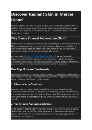 Discover Radiant Skin in Mercer Island