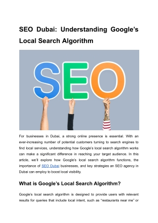 SEO Dubai_ Understanding Google’s Local Search Algorithm