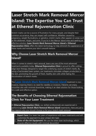 Laser Stretch Mark Removal Mercer Island
