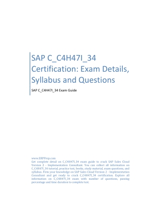 sap c c4h47i 34 certification exam details