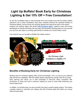 Light Up Buffalo! Book Early for Christmas Lighting & Get 15% Off   Free Consultation!