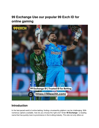 99 exchange use our popular 99 exch id for online