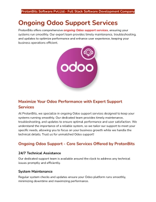 Ongoing Odoo Support Services | ProtonBits