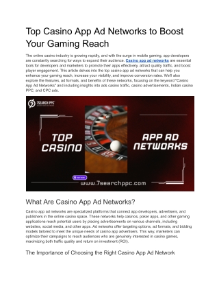 Top Casino App Ad Networks to Boost Your Gaming Reach