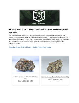 Exploring Premium THC-A Flower Strains Sour Jack Haze, Lemon Cherry Runtz, and More