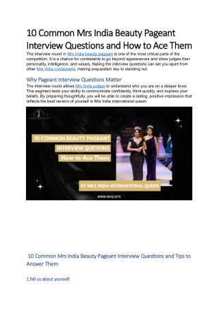 10 10 common common mrs india interview questions
