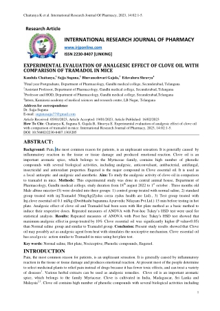 chaitanya k et al international research journal