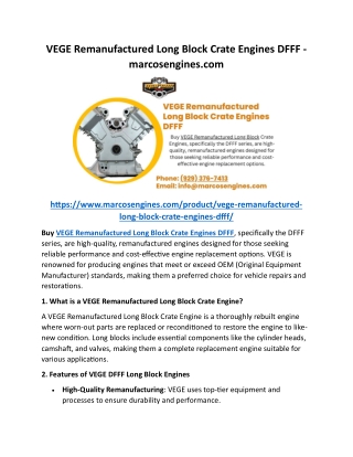 vege remanufactured long block crate engines dfff
