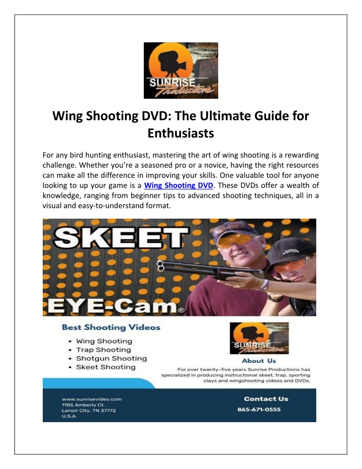 wing shooting dvd the ultimate guide