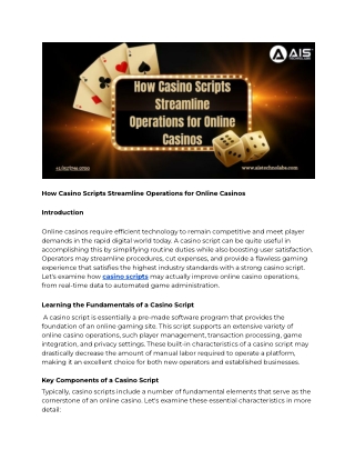 how casino scripts streamline operations