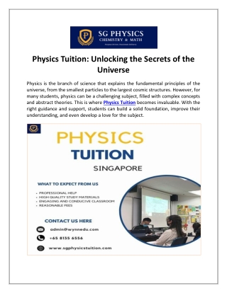 Physics Tuition: Unlocking the Secrets of the Universe