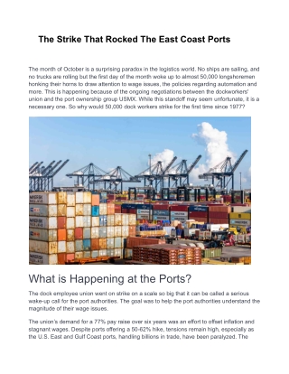 The Strike That Rocked The East Coast Ports