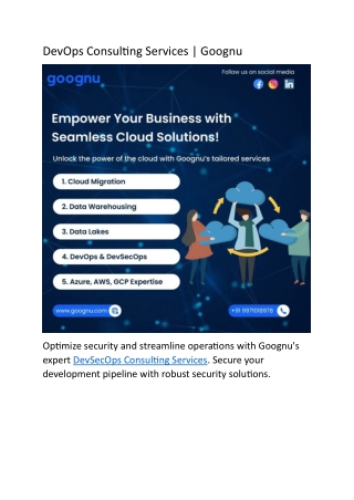 devops consulting services goognu