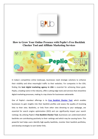 Affiliation Products Service- Peplio