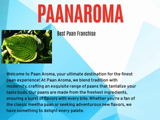 paanaroma best paan franchise