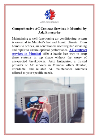 Comprehensive AC Contract Services in Mumbai by Aziz Enterprise