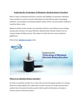 Exploring the Technology of Miniature Absolute Rotary Encoders