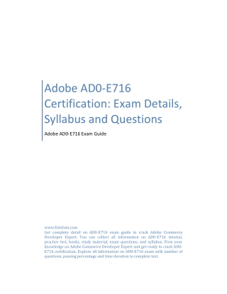 Adobe AD0-E716 Certification: Exam Details, Syllabus and Questions