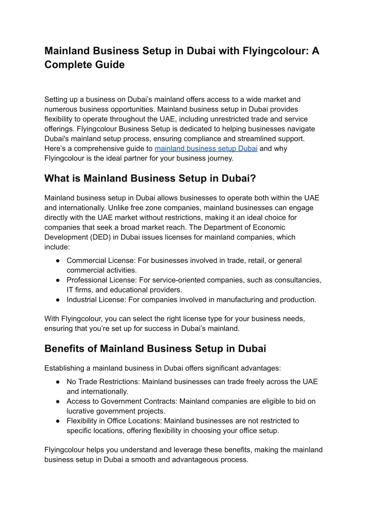 mainland business setup in dubai with