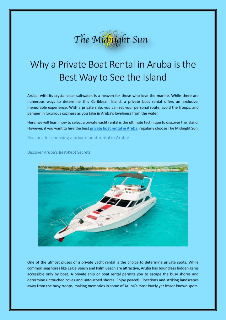 why a private boat rental in aruba is the best