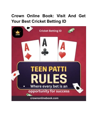 Crown Online Book: Visit And Get Your Best Cricket Betting ID