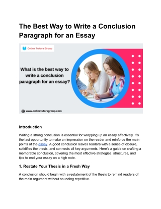 the best way to write a conclusion paragraph