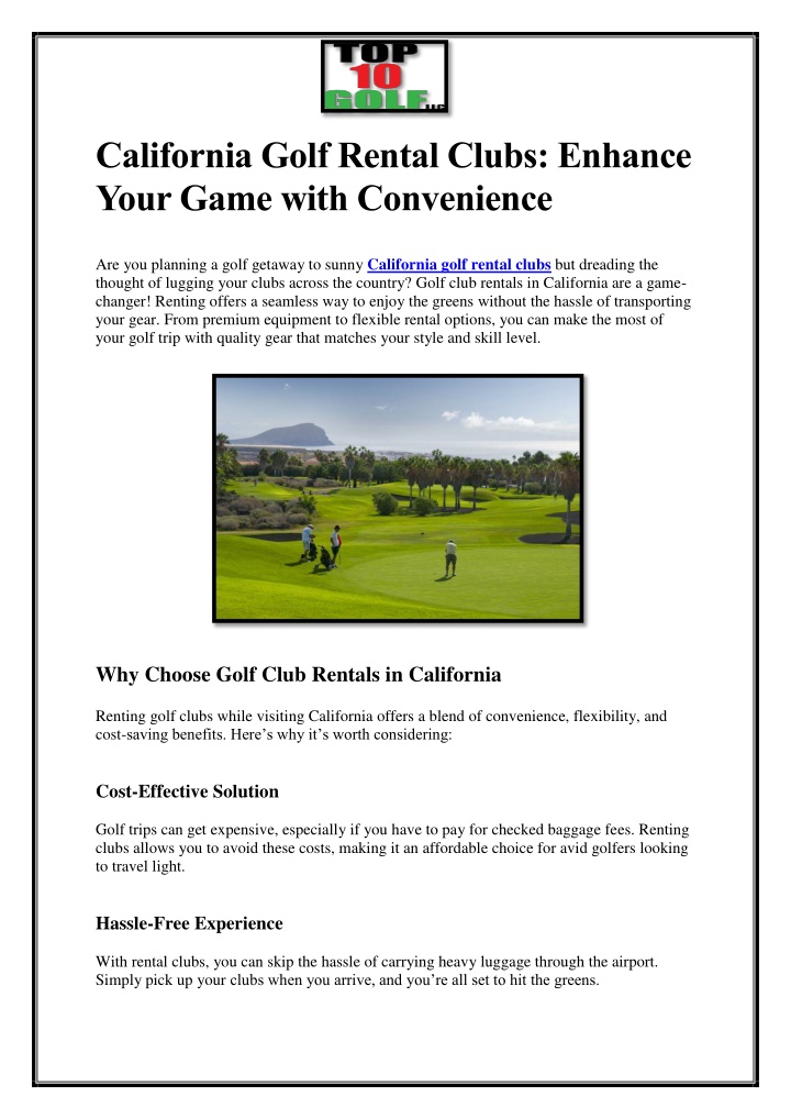 california golf rental clubs enhance your game