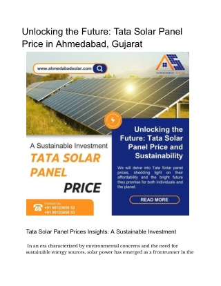 Unlocking the Future_ Tata Solar Panel Price in Ahmedabad, Gujarat