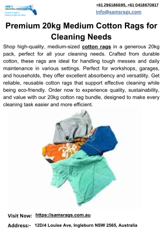 Premium 20kg Medium Cotton Rags for Cleaning Needs