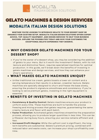 Modalita Italian Design Solutions for Gelato Machines & Design Services