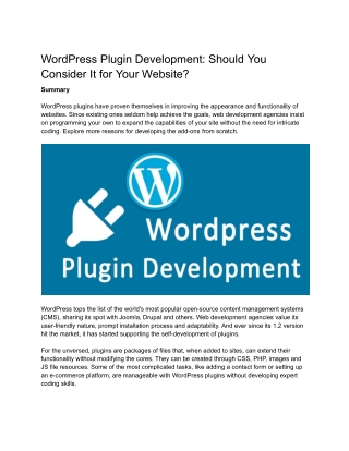 WordPress Plugin Development Should You Consider It for Your Website