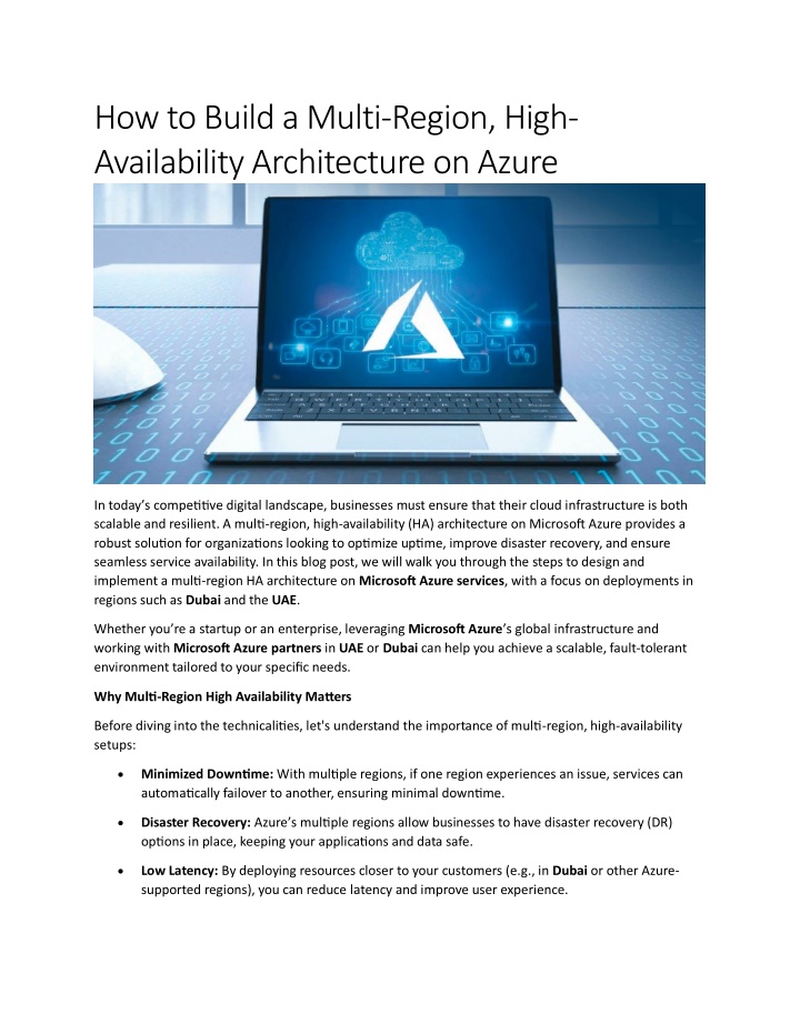 how to build a multi region high availability