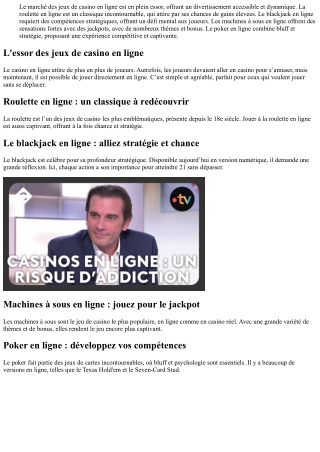 Les meilleurs jeux de casino en ligne : faites votre choix