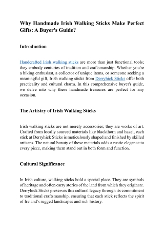 Why Handmade Irish Walking Sticks Make Perfect Gifts A Buyer's Guide?