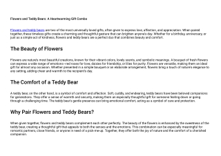 Flowers and Teddy Bears: A Heartwarming Gift Combo