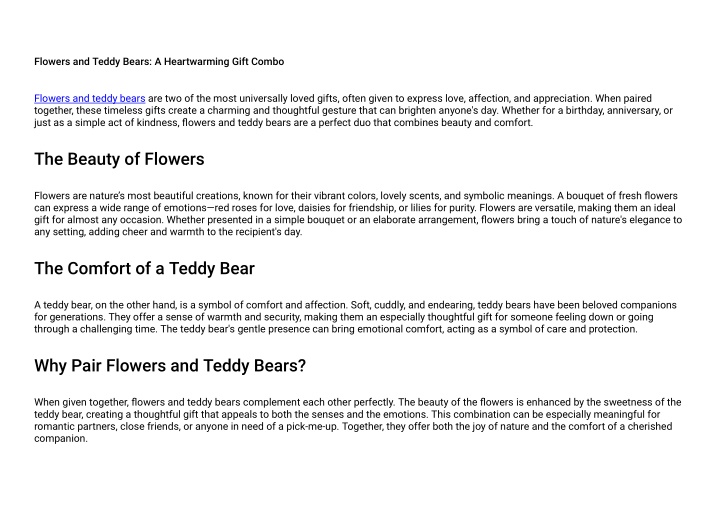 flowers and teddy bears a heartwarming gift combo