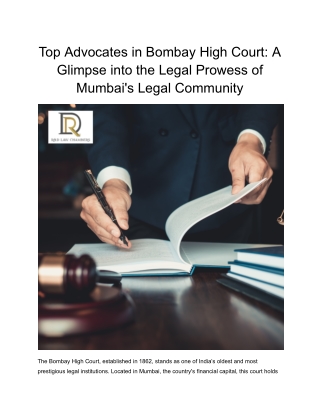 Top Advocates in Bombay High Court_ A Glimpse into the Legal Prowess of Mumbai's Legal Community