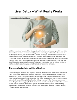 Liver Detox – What Really Works