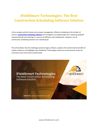 iFieldSmart Technologies The Best Construction Scheduling Software Solution