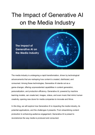 The Impact of Generative AI on the Media Industry