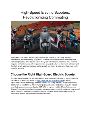 high speed electric scooters revolutionising commuting