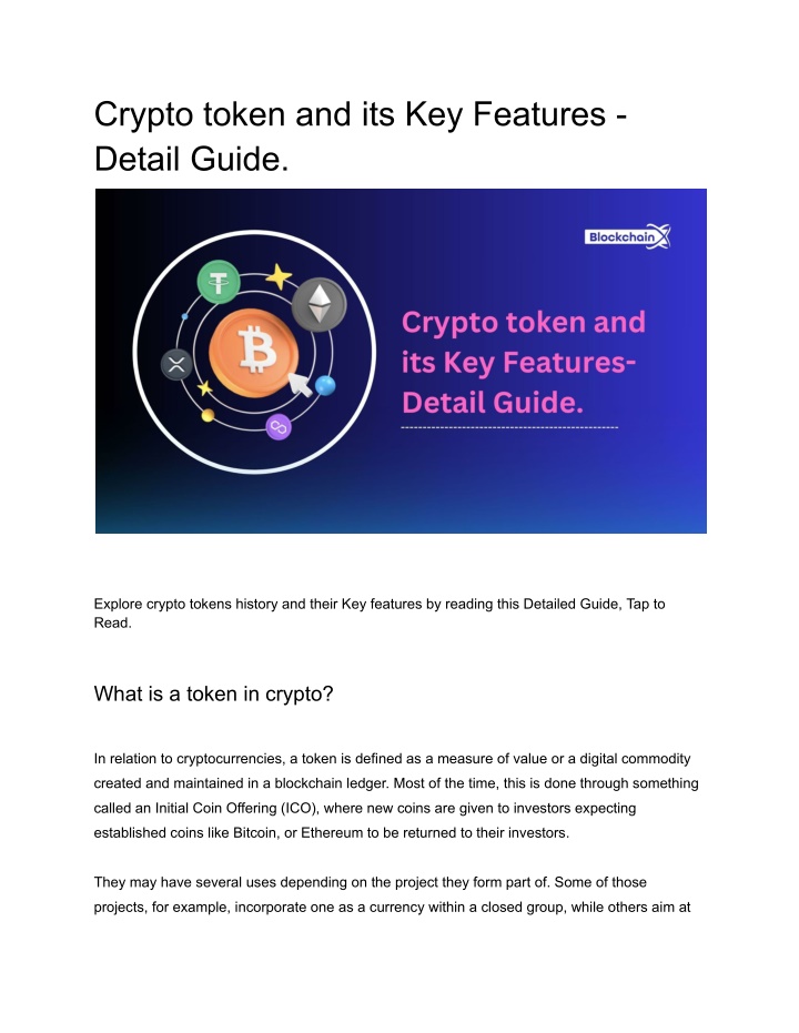 crypto token and its key features detail guide