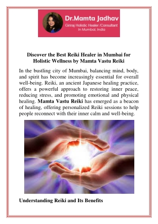 Discover the Best Reiki Healer in Mumbai for Holistic Wellness by Mamta Vastu Reiki