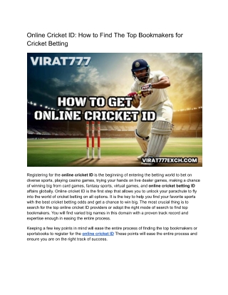 Online Cricket ID: Trusted Gaming ID For All Kinds Of Sports