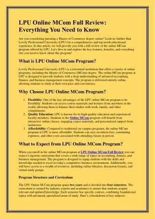 lpu online mcom full review everything you need