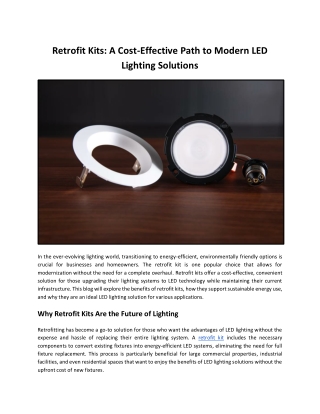 Retrofit Kits: A Cost-Effective Path to Modern LED Lighting Solutions