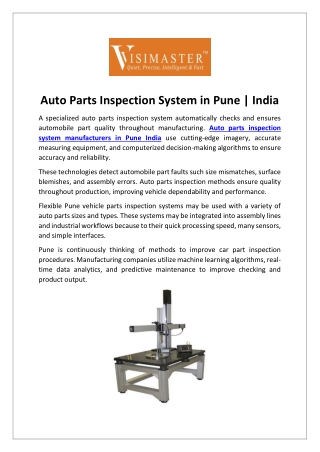 auto parts inspection system in pune india