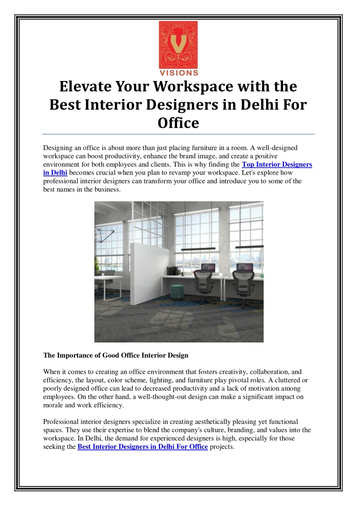 elevate your workspace with the best interior