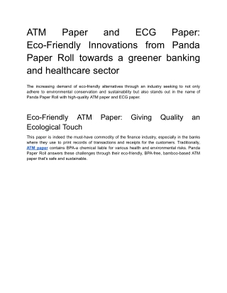 atm eco friendly innovations from panda paper
